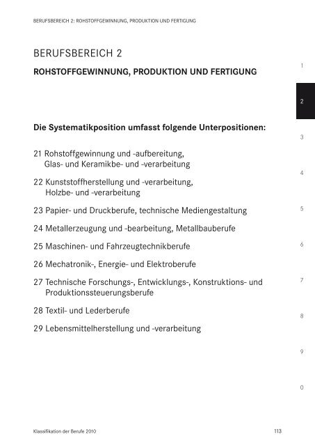 Klassifikation der Berufe 2010 - Statistik der Bundesagentur für Arbeit