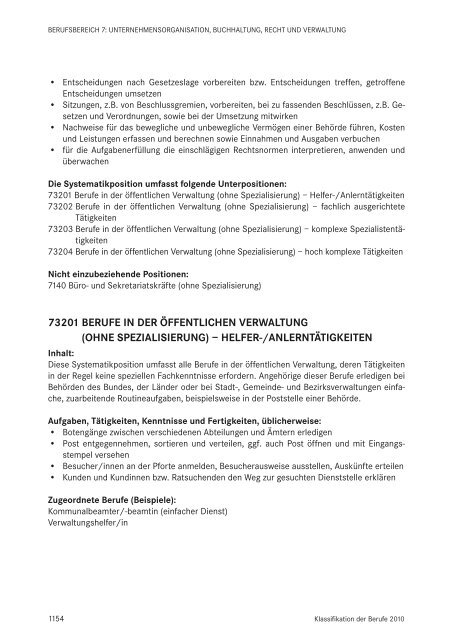 Klassifikation der Berufe 2010 - Statistik der Bundesagentur für Arbeit