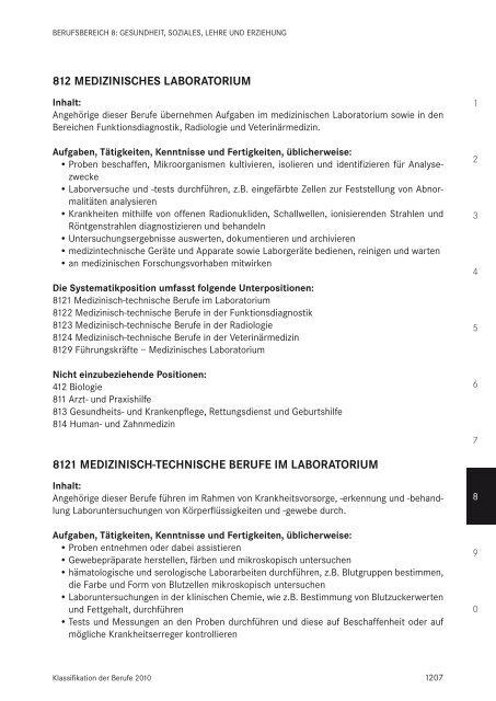 Klassifikation der Berufe 2010 - Statistik der Bundesagentur für Arbeit