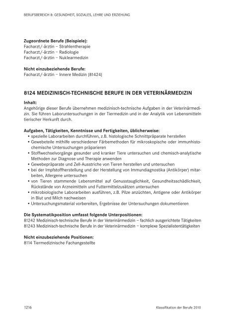 Klassifikation der Berufe 2010 - Statistik der Bundesagentur für Arbeit