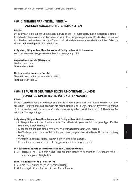 Klassifikation der Berufe 2010 - Statistik der Bundesagentur für Arbeit