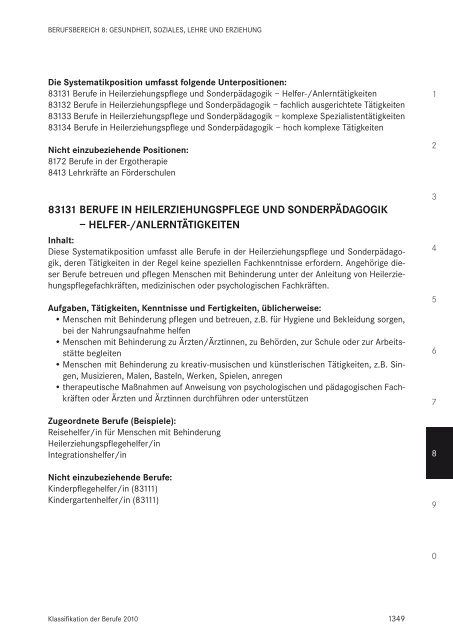 Klassifikation der Berufe 2010 - Statistik der Bundesagentur für Arbeit