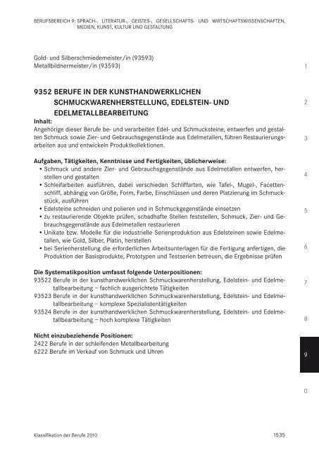 Klassifikation der Berufe 2010 - Statistik der Bundesagentur für Arbeit