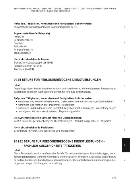 Klassifikation der Berufe 2010 - Statistik der Bundesagentur für Arbeit