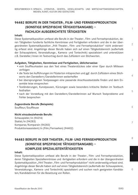 Klassifikation der Berufe 2010 - Statistik der Bundesagentur für Arbeit