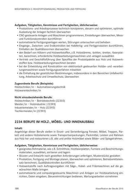 Klassifikation der Berufe 2010 - Statistik der Bundesagentur für Arbeit