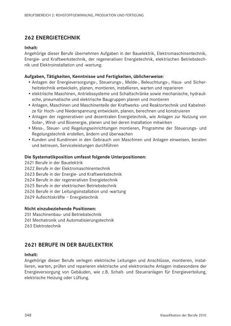 Klassifikation der Berufe 2010 - Statistik der Bundesagentur für Arbeit