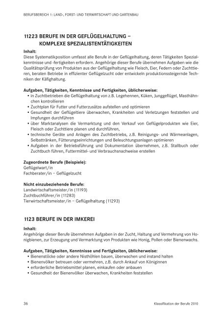 Klassifikation der Berufe 2010 - Statistik der Bundesagentur für Arbeit