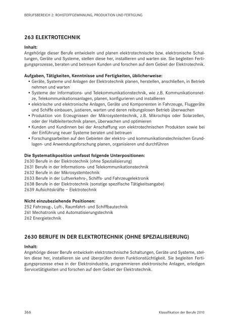 Klassifikation der Berufe 2010 - Statistik der Bundesagentur für Arbeit