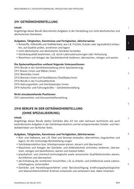 Klassifikation der Berufe 2010 - Statistik der Bundesagentur für Arbeit