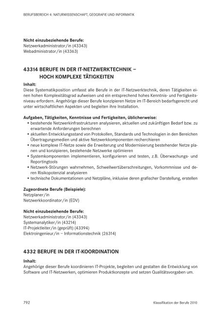 Klassifikation der Berufe 2010 - Statistik der Bundesagentur für Arbeit