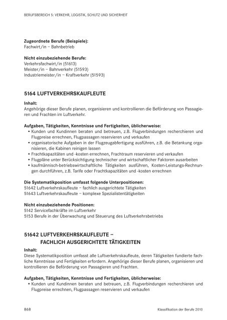 Klassifikation der Berufe 2010 - Statistik der Bundesagentur für Arbeit