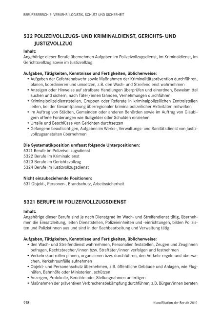 Klassifikation der Berufe 2010 - Statistik der Bundesagentur für Arbeit