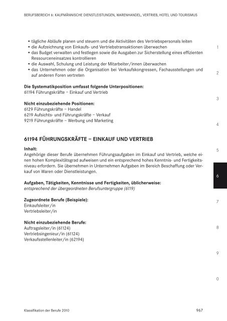 Klassifikation der Berufe 2010 - Statistik der Bundesagentur für Arbeit