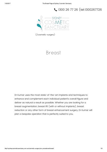 The Breast Page at Sydney Cosmetic Sanctuary