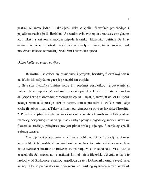 Å½anrovi hrvatske filozofske baÅ¡tine od 15. do 18. stoljeÄ‡a