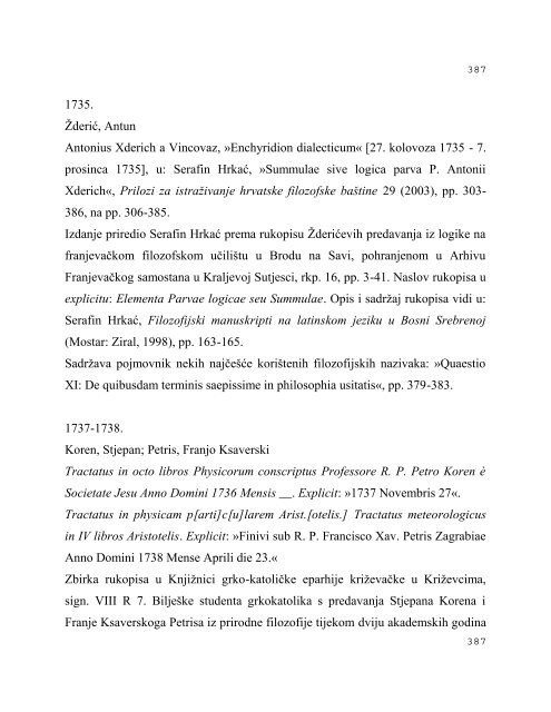 Å½anrovi hrvatske filozofske baÅ¡tine od 15. do 18. stoljeÄ‡a