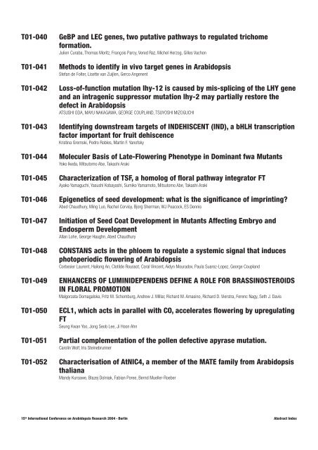 15th International Conference on Arabidopsis Research - TAIR