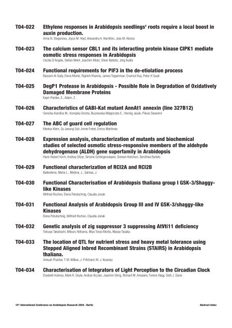 15th International Conference on Arabidopsis Research - TAIR