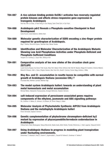 15th International Conference on Arabidopsis Research - TAIR