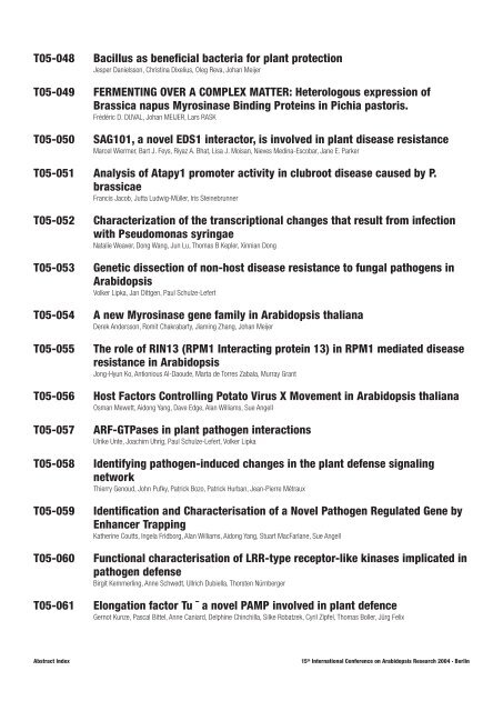 15th International Conference on Arabidopsis Research - TAIR