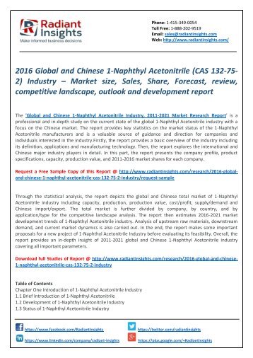 2016 Global and Chinese 1-Naphthyl Acetonitrile (CAS 132-75-2) Industry 