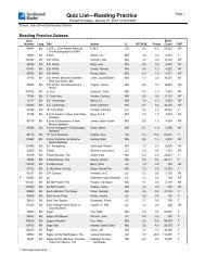 Quiz List—Reading Practice - Whitley County Schools