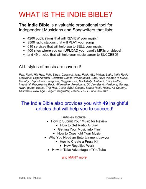 Indie Bible - zankMusic.com