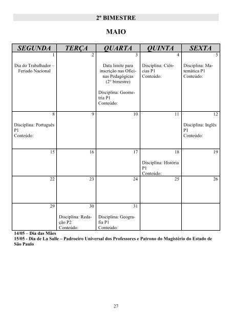 Manual de Programação 2017 - 6ª Ano A