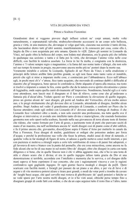 [II. 1] VITA DI LIONARDO DA VINCI Pittore e Scultore Fiorentino ...