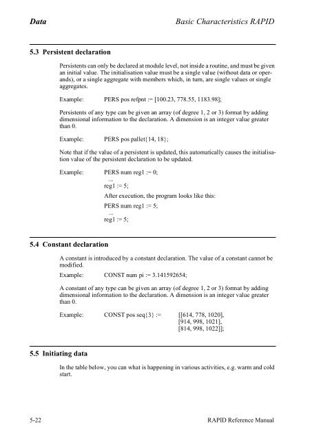 Basic Characteristics RAPID