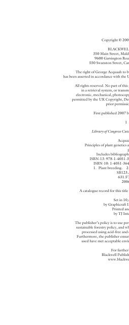 Principles of Plant Genetics and Breeding