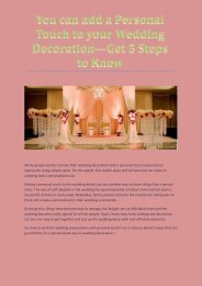 5 Tips to Give Personal Touch to your Wedding Decoration