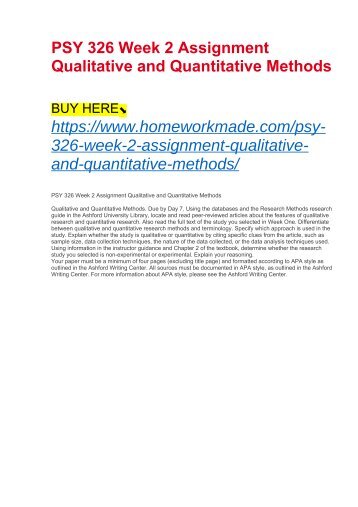 psy 326 assignment wk1 Psy 201 week 1 assignment a few weeks back i tested out a theory on different ways to discipline my son, in the theory i conducted are different ways to discipline my son. psy 326 assignment wk1 Psy 201 week 1 assignment a few weeks back i tested out a theory on different ways to discipline my son, in the theory i conducted are different ways to discipline my son.
