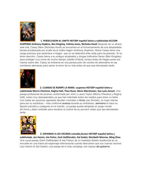 Listado De Peliculas 2017 Y Algunos Exitos