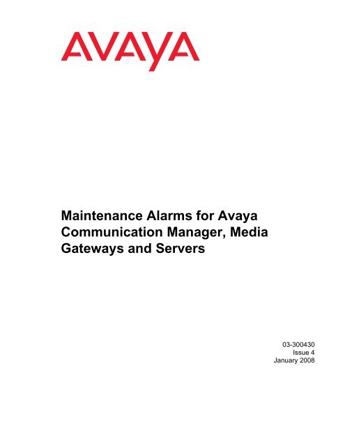 Server Alarms - Avaya Support