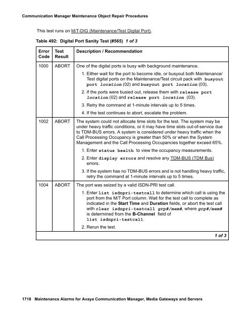 Server Alarms - Avaya Support