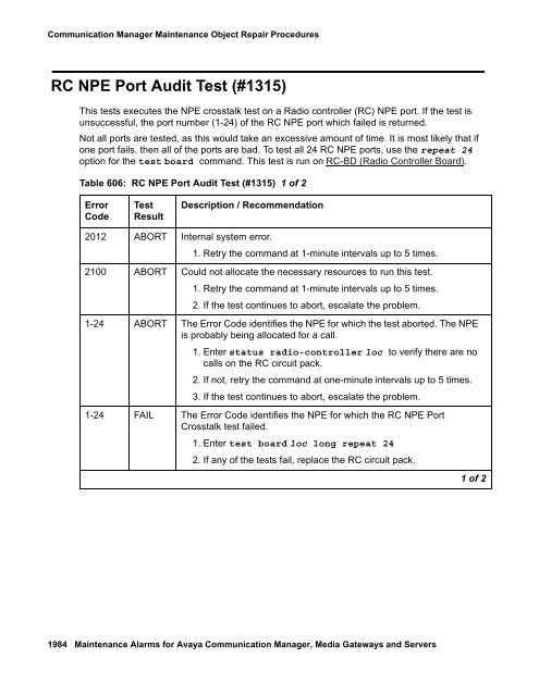 Server Alarms - Avaya Support