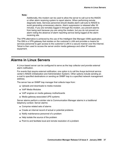 Server Alarms - Avaya Support