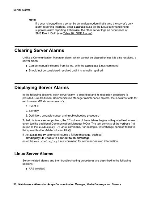 Server Alarms - Avaya Support