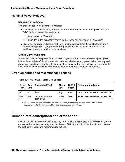 Server Alarms - Avaya Support