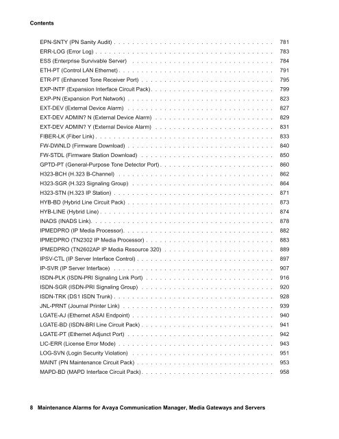 Server Alarms - Avaya Support