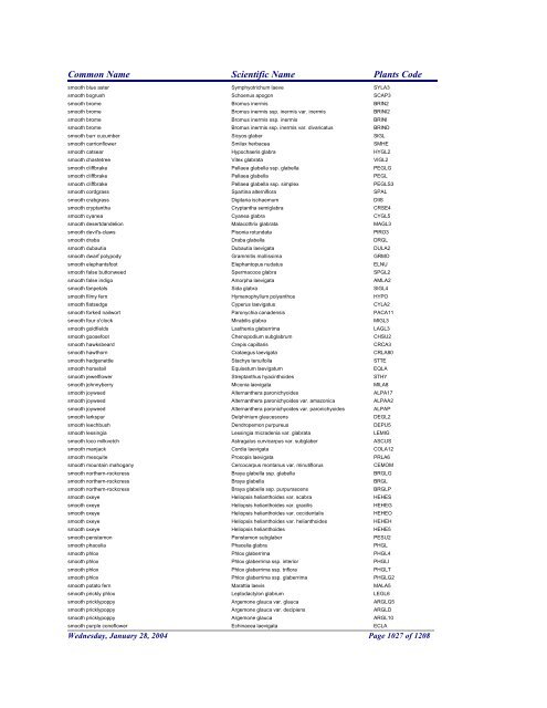 FRCC - NRCS Plant Code Lis