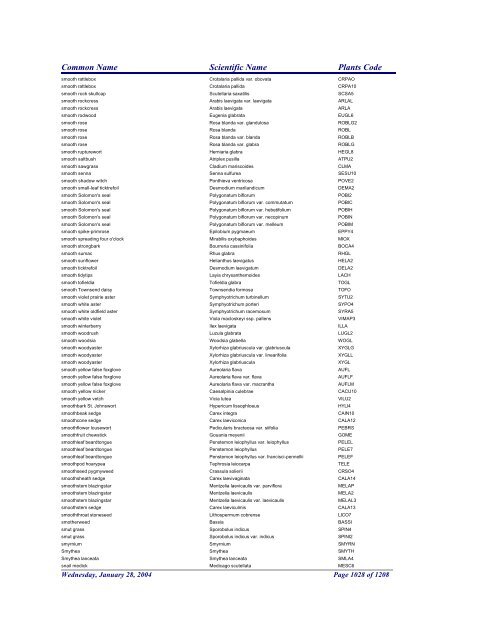 FRCC - NRCS Plant Code Lis