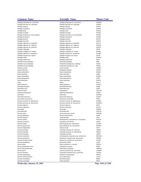 FRCC - NRCS Plant Code Lis