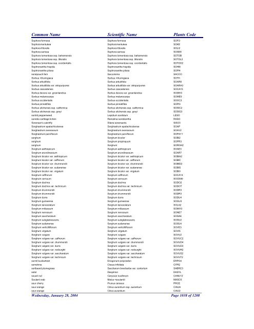 FRCC - NRCS Plant Code Lis