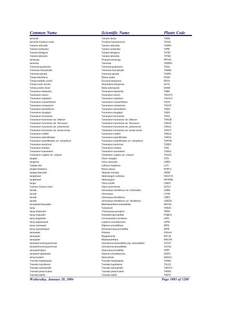 FRCC - NRCS Plant Code Lis