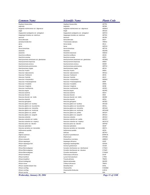 FRCC - NRCS Plant Code Lis