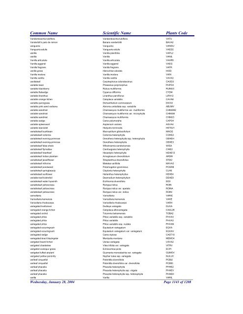 FRCC - NRCS Plant Code Lis