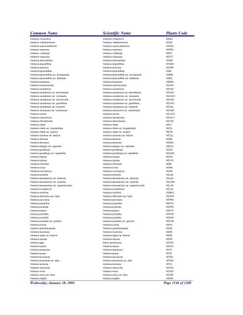 FRCC - NRCS Plant Code Lis